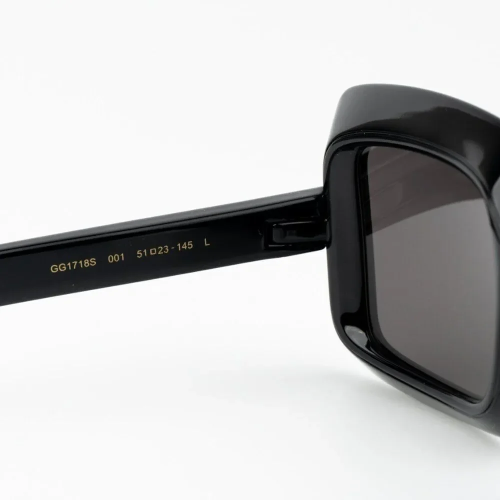 NEW Gucci GG1718S 001 Black Grey Women Square Sunglasses GG 1718S